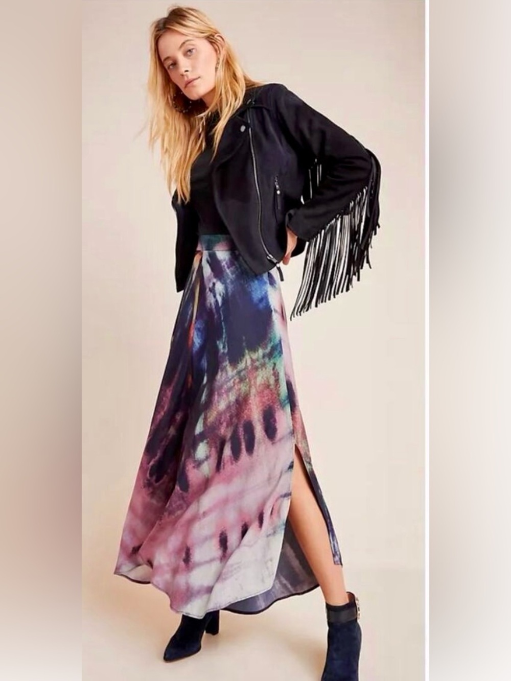 Like New!Anthropologie Abstract Print Maxi Skirt – Pink Purple Blue Green